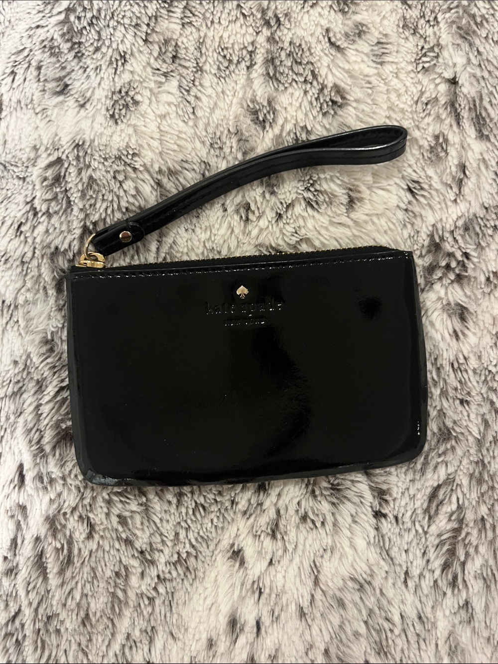 kate spade Black Patent Leather Wristlet Clutch with Wrist Strap
